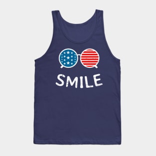 Vintage USA Flag Smile Sunglasses Tank Top